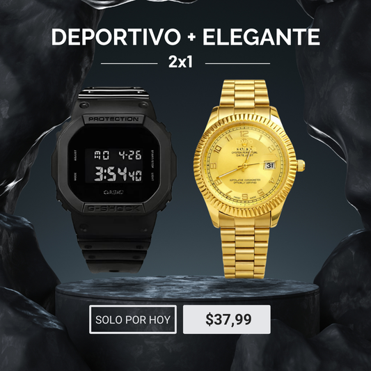 Deportivo + Elegante | gshock negro mate + Oyster Gold