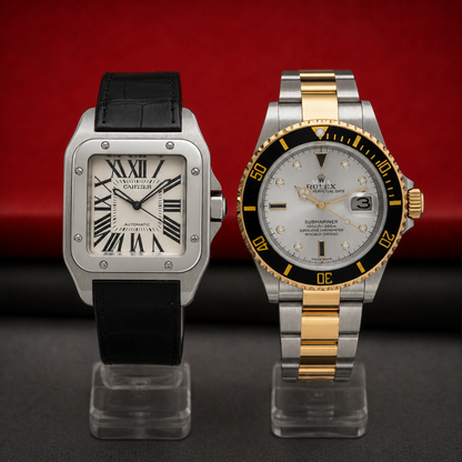 SUBMARINER ORO Y PLATA + SANTOS CORREA DE CUERO | COMBO DE LUJO